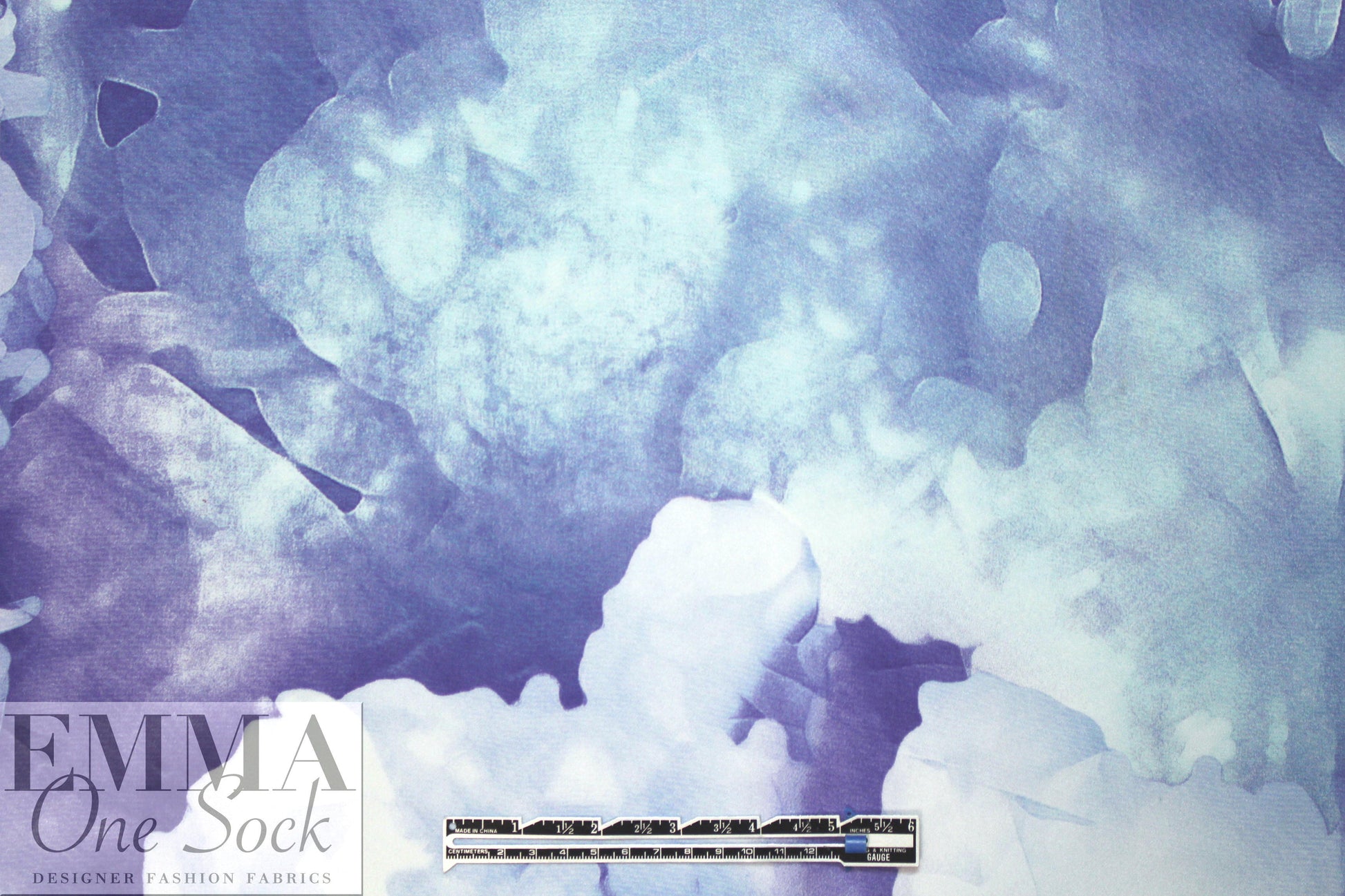Italian 'abstract blues' silk satin face chiffon