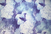 Italian 'abstract blues' silk satin face chiffon