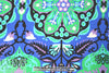 NY designer blue/green deco motif silk charmeuse