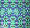 NY designer blue/green deco motif silk charmeuse 1.625 yds
