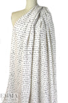 Italian black on cream french script silk charmeuse .95 yds