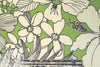 Italian decorative floral silk charmeuse - light lime/ivory 1.375 yds