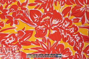 NY designer cherry/citrine floral silk charmeuse 1.875 yds