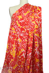 NY designer cherry/citrine floral silk charmeuse