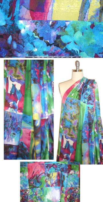 Italian abstract montage silk charmeuse