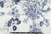 NY designer delicate blue floral silk charmeuse