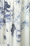 NY designer delicate blue floral silk charmeuse