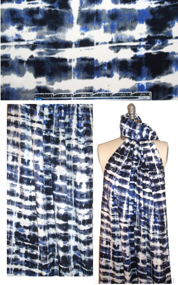 NY designer techno-batik silk charmeuse - blue/midnight