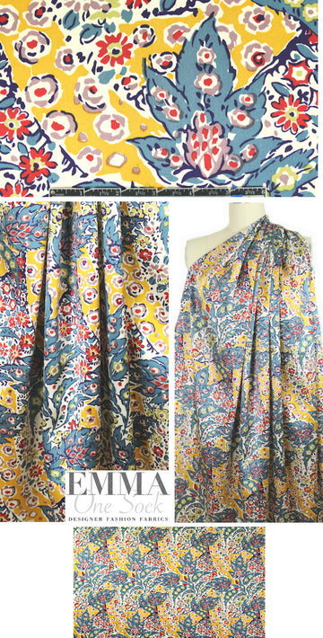 NY designer decorative floral silk charmeuse