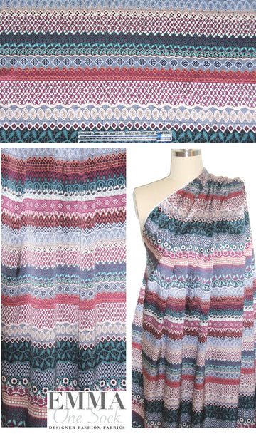 NY designer decorative graphic stripe silk charmeuse