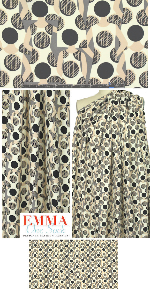 NY designer 'hidden figures' silk charmeuse 1.75 yds