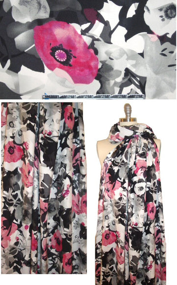 ParkerNY pink/gray floral silk charmeuse