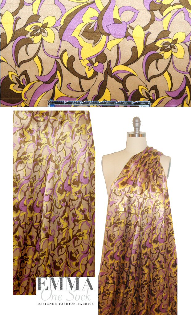 NY designer pucci-esque design silk charmeuse 1.375 yd