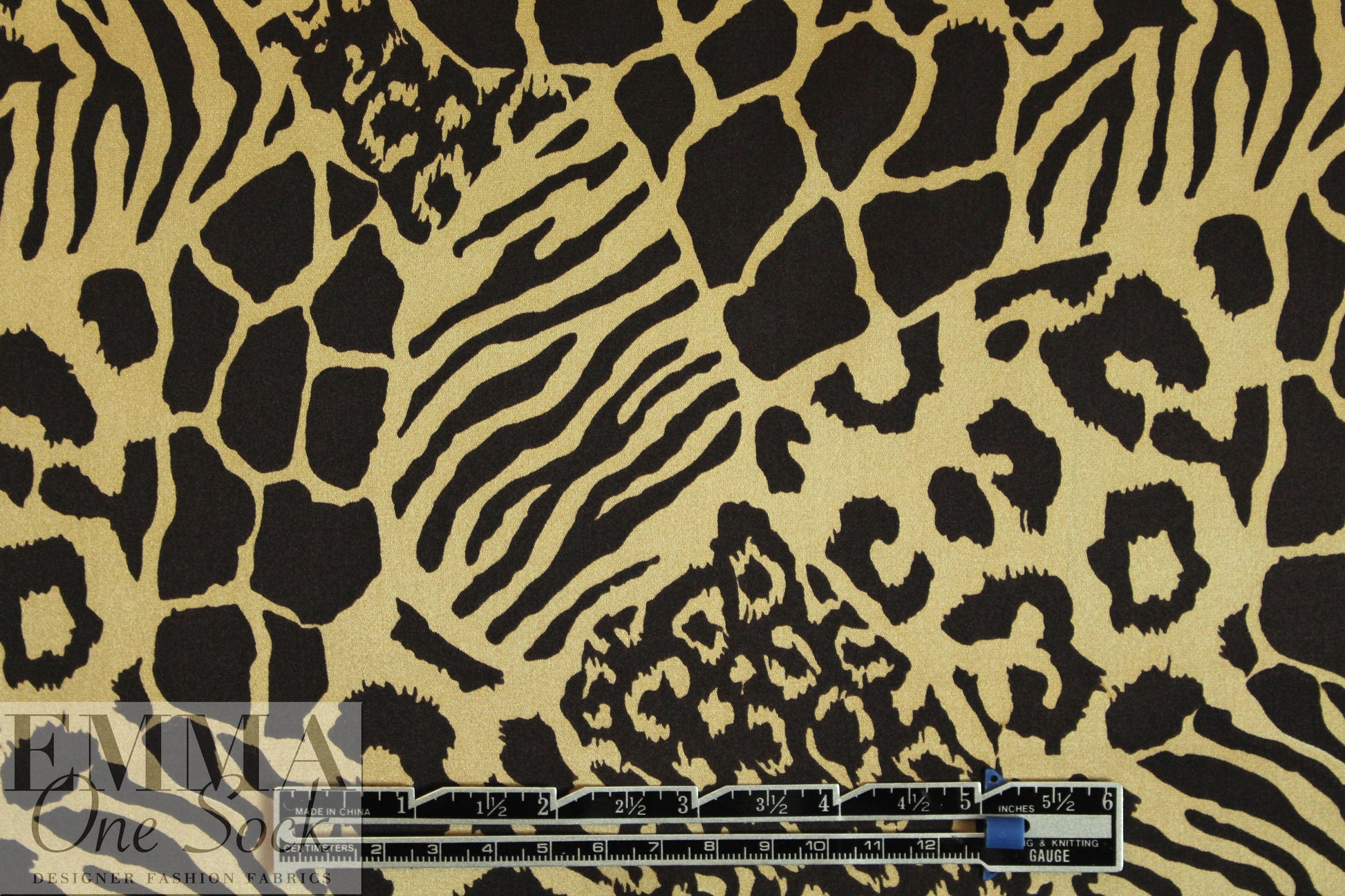 NY designer chocolate/gold animal print silk charmeuse