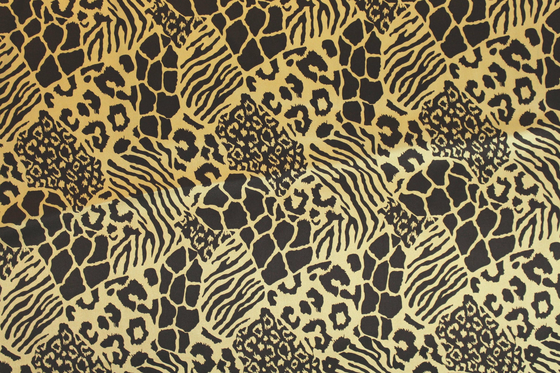 NY designer chocolate/gold animal print silk charmeuse 1.75 yds