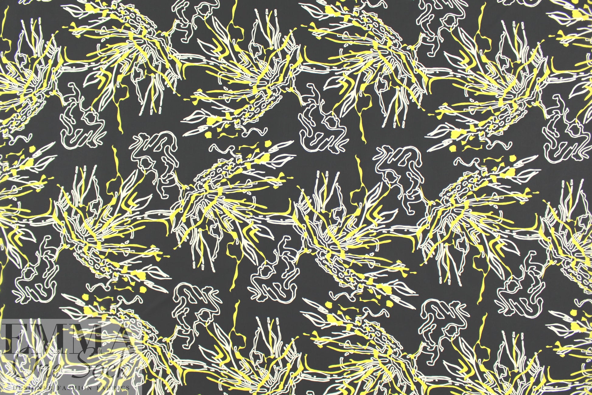 NY designer squiggle abstract silk chiffon 2 yd