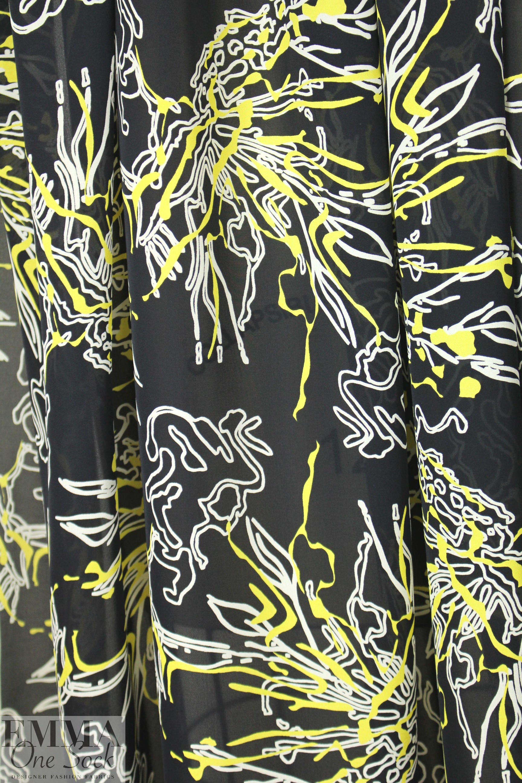 NY designer squiggle abstract silk chiffon 1.5 yd