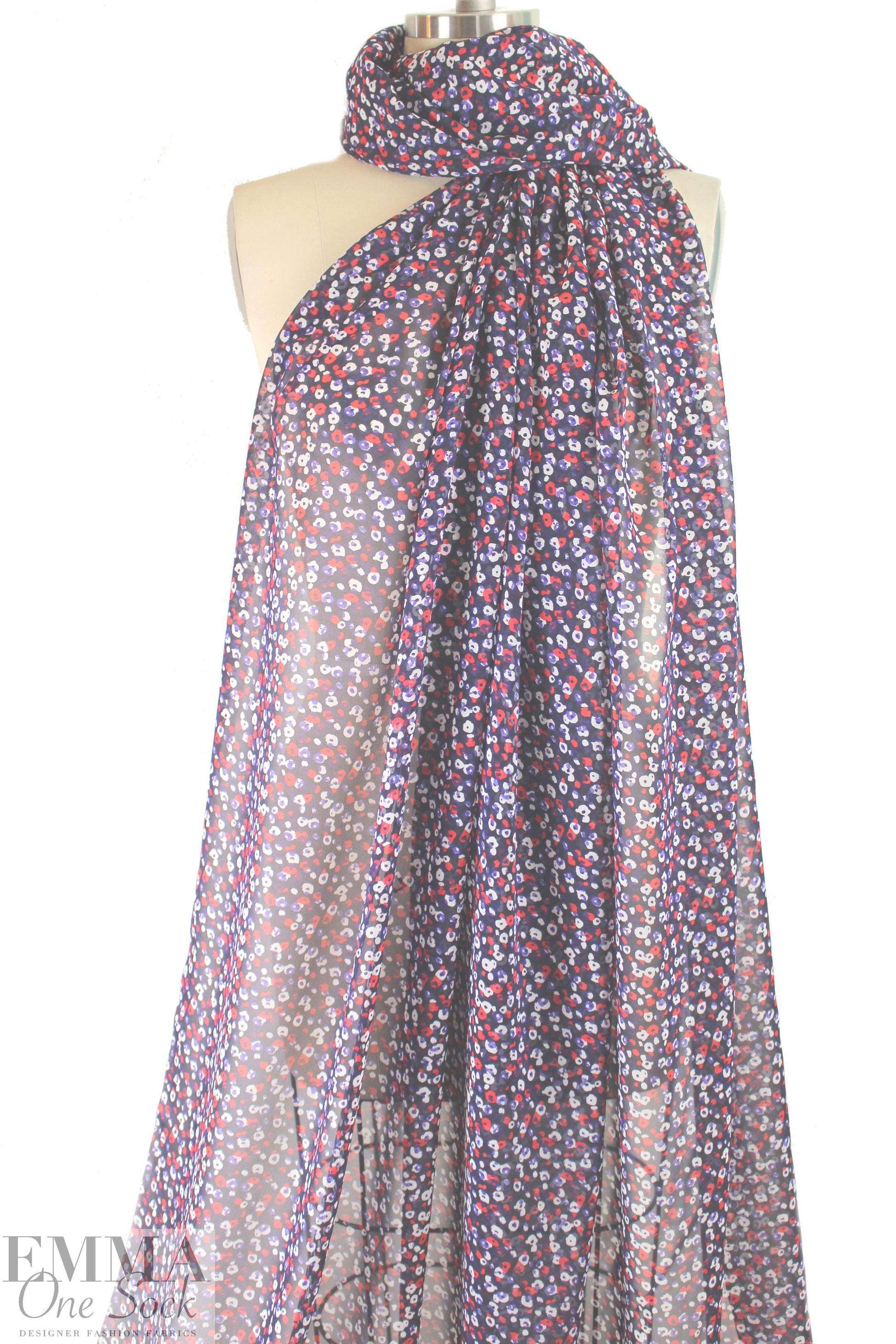 3.1 Phi11ip Lim silk chiffon - red/blue floral 1.875 yd