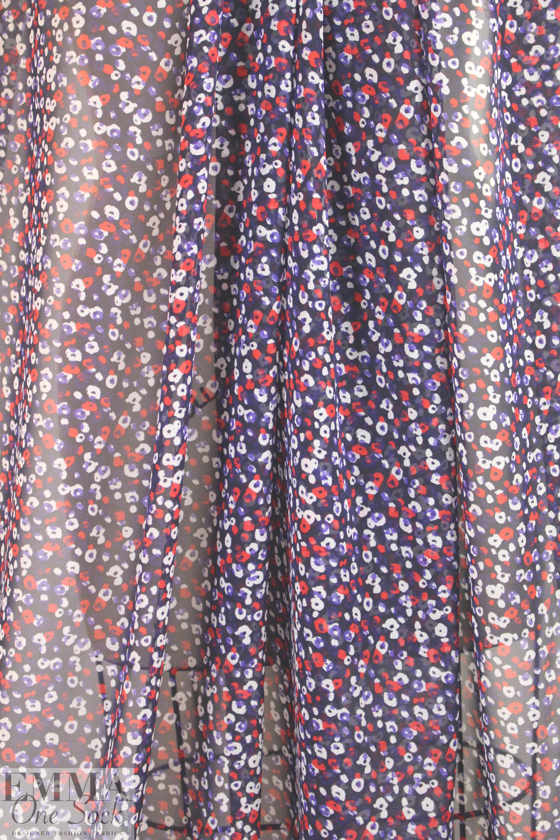 3.1 Phi11ip Lim silk chiffon - red/blue floral 1.875 yd