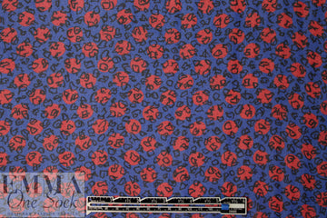 Caroline C0nstas cobalt/red graphic silk chiffon
