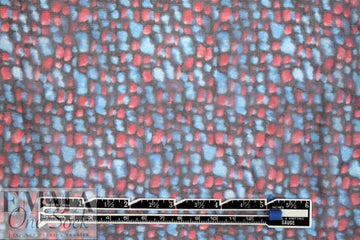NY designer red/blue pebble print silk chiffon