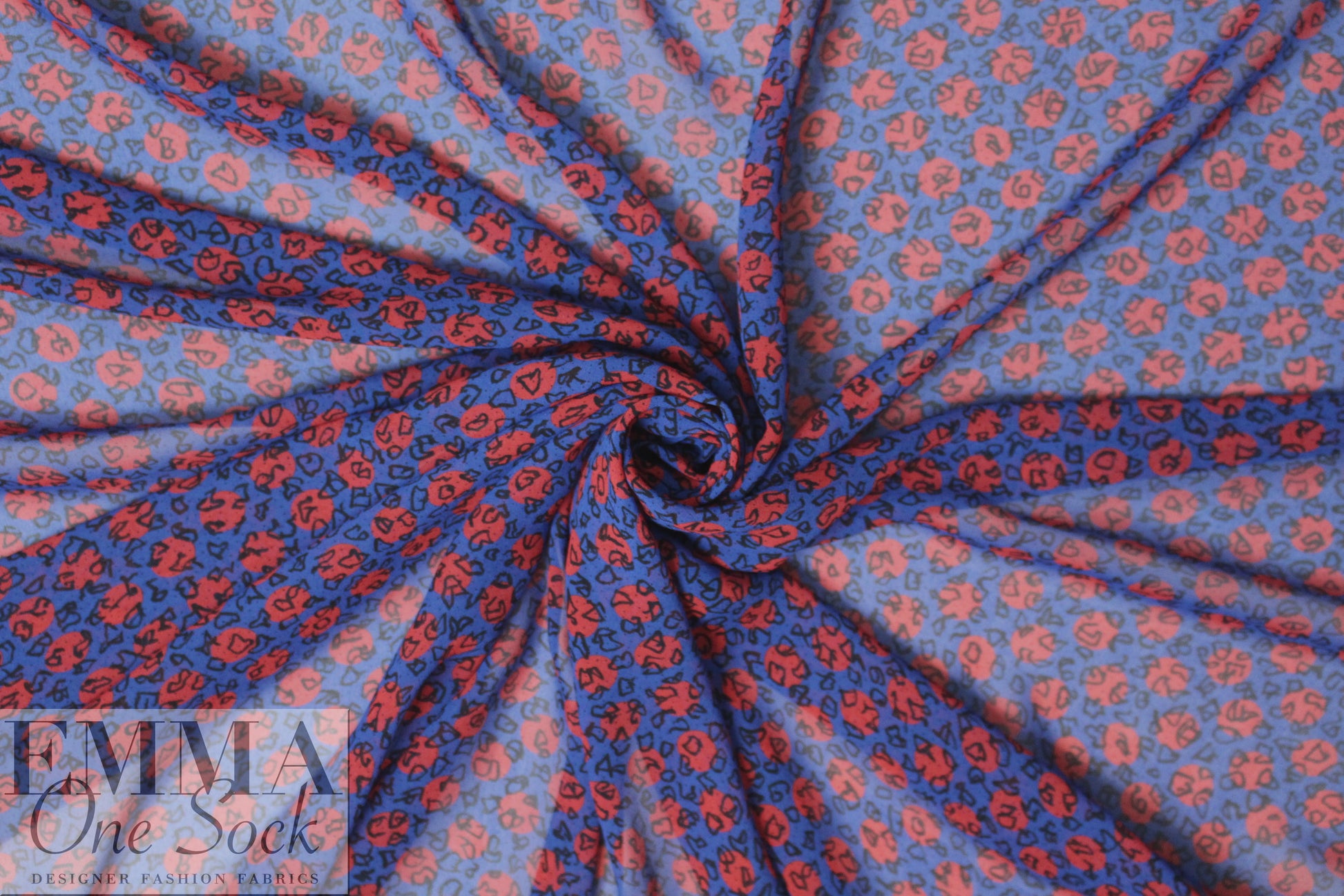 Caroline C0nstas cobalt/red graphic silk chiffon