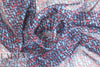 NY designer red/blue pebble print silk chiffon