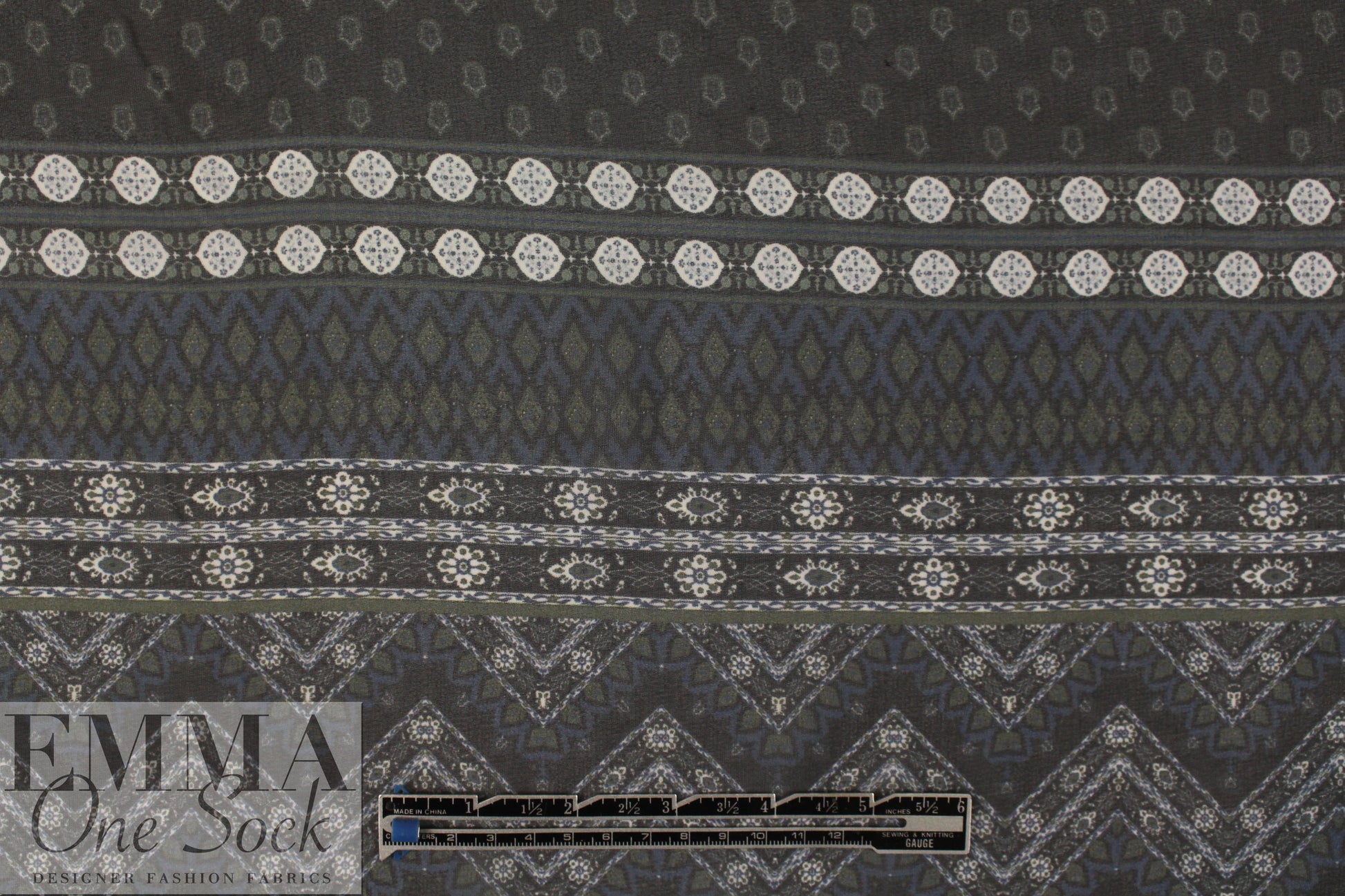NY designer intricate graphic silk chiffon 1 yard