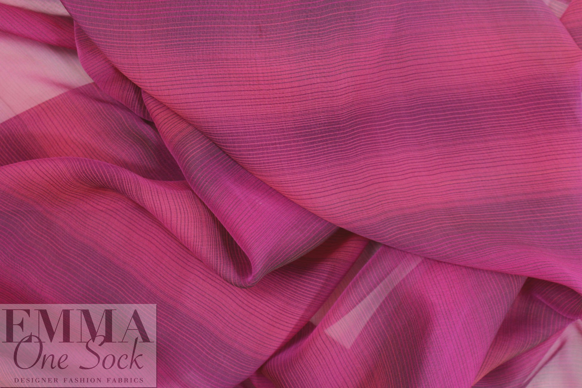 Italian fuchsia ombre print silk chiffon