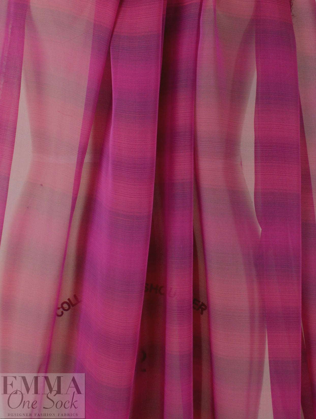 Italian fuchsia ombre print silk chiffon