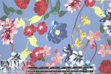 NY designer french blue floral silk georgette