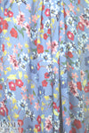 NY designer french blue floral silk georgette