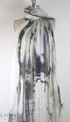 Nico1e Mi11er painterly abstract silk satin chiffon