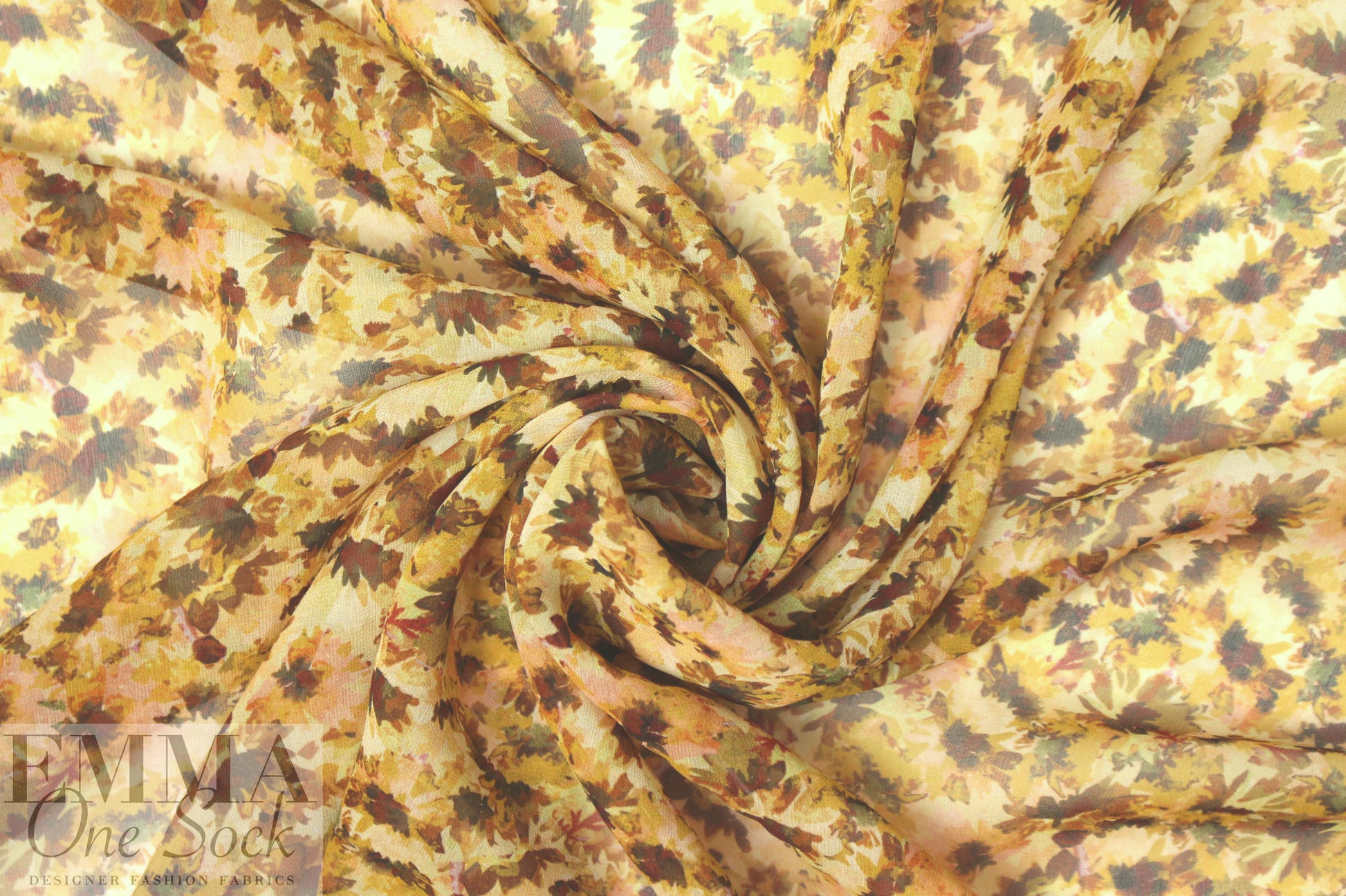 Italian autumn flowers silk chiffon