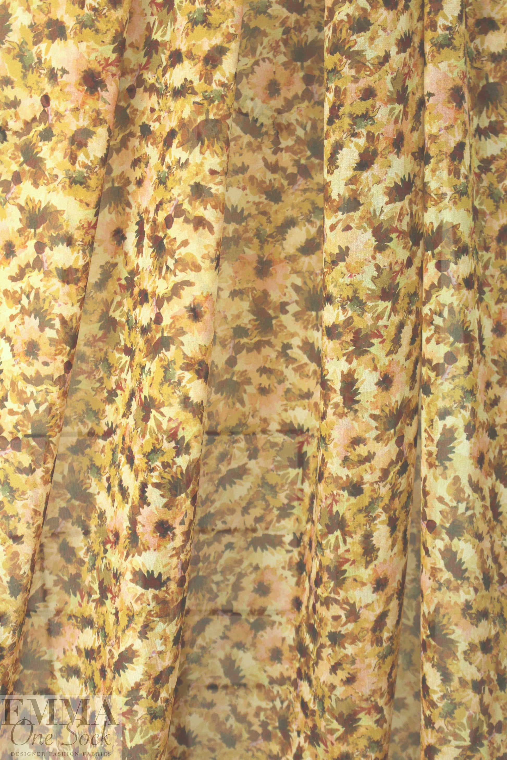 Italian autumn flowers silk chiffon