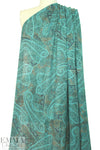 NY designer teal/cocoa paisley silk georgette