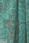 NY designer teal/cocoa paisley silk georgette