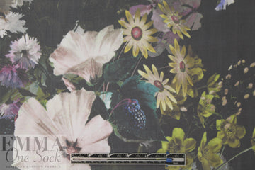 famous designer 'botanical nocturne' silk chiffon 1.25 yd