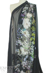 famous designer 'botanical nocturne' silk chiffon 1.125 yds