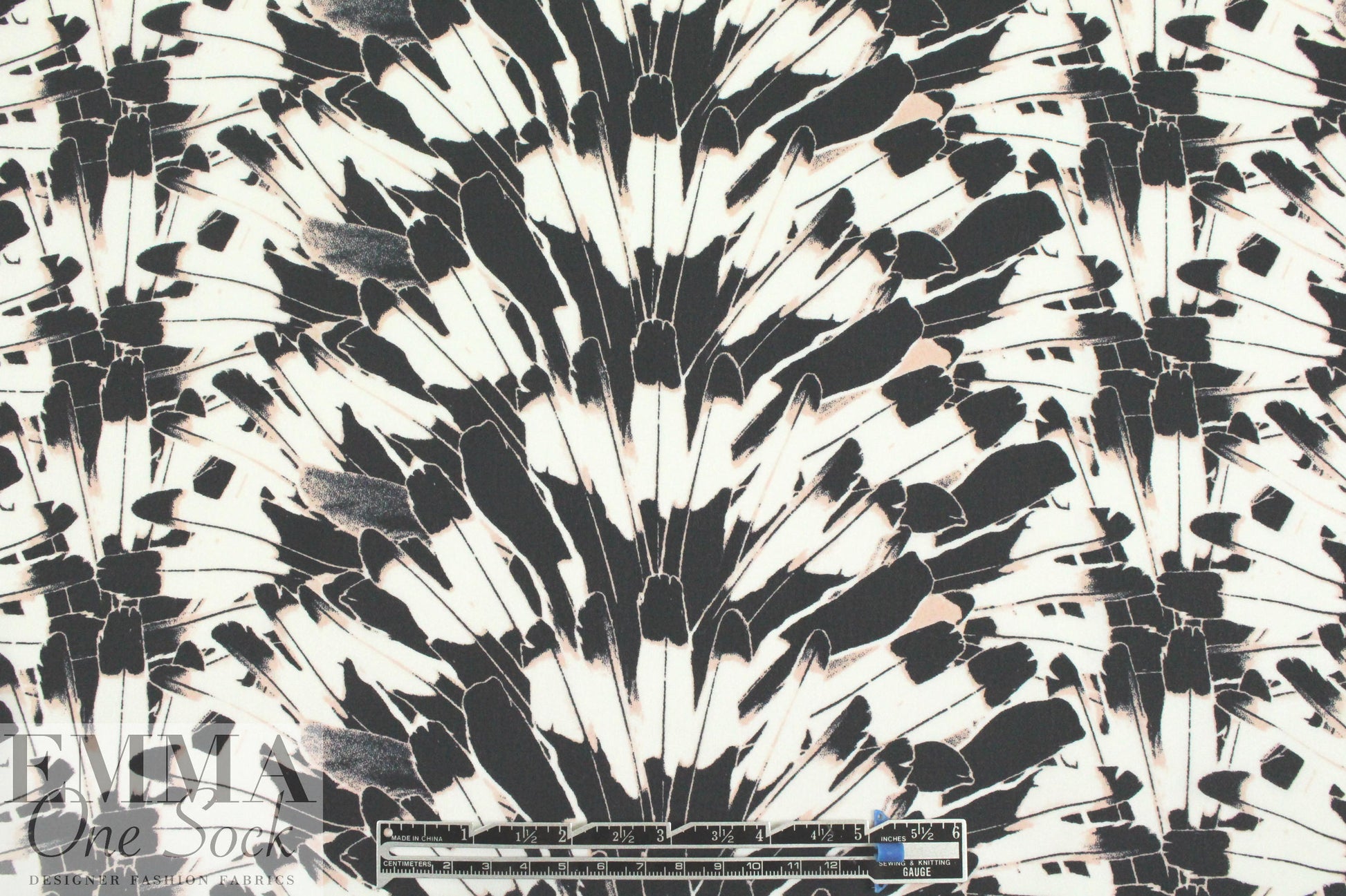 NY designer feathery rorschach silk chiffon