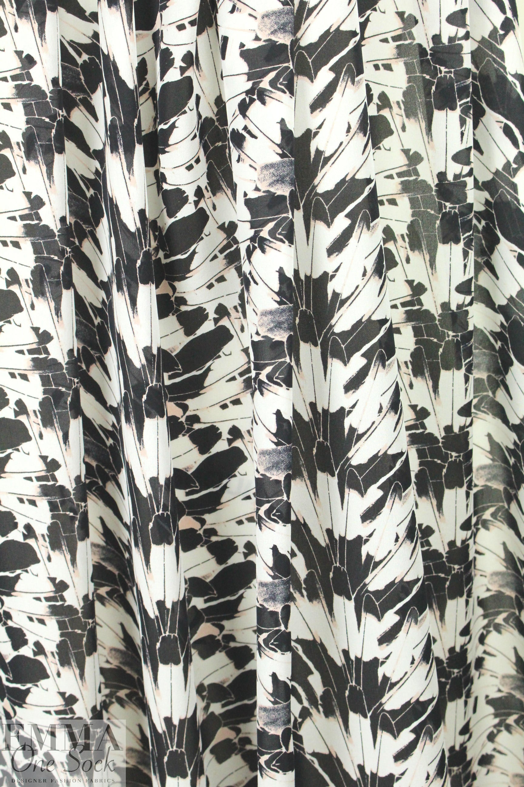 NY designer feathery rorschach silk chiffon 1.66 yd