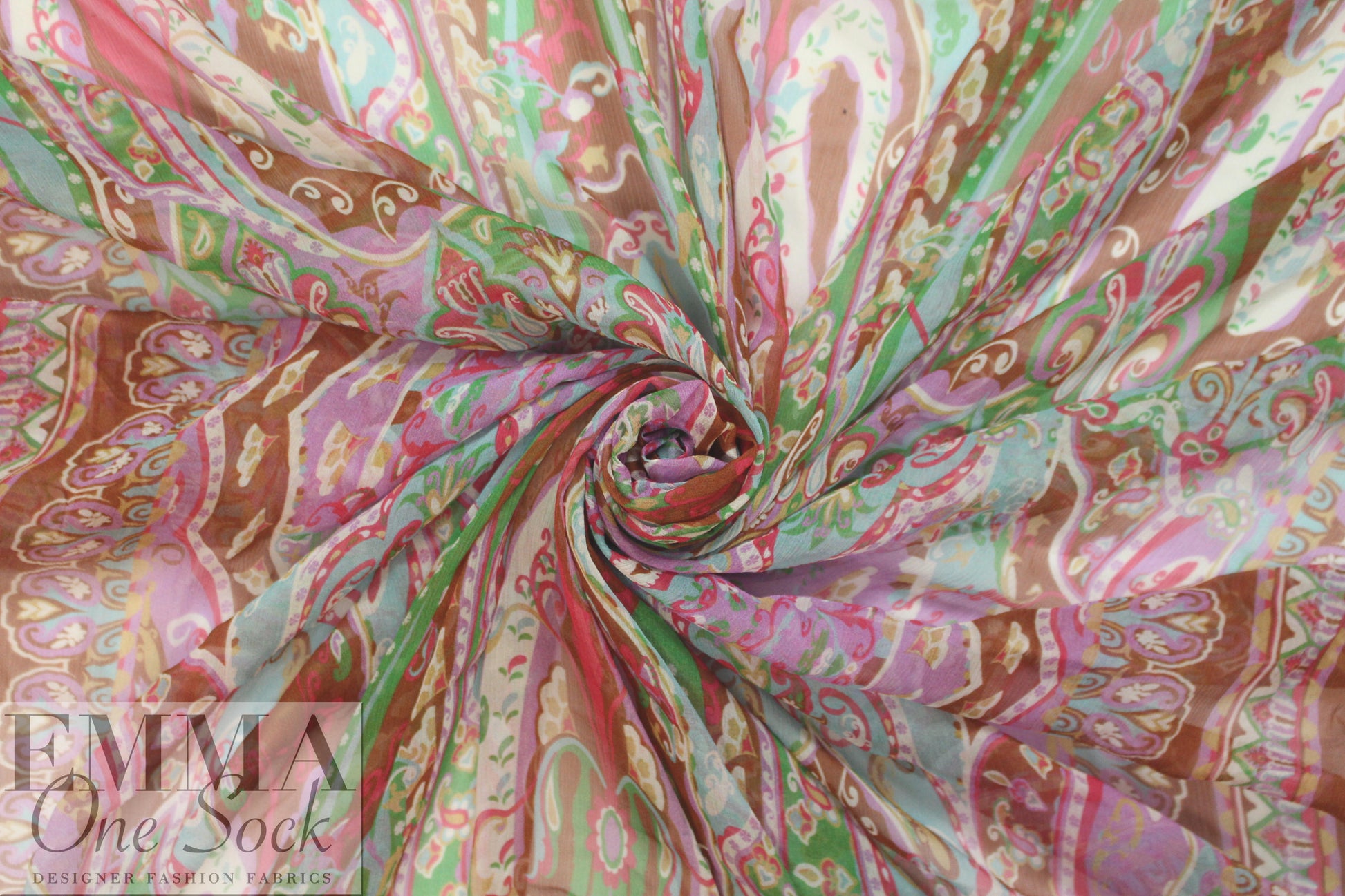 Italian decorative medallion paisley silk chiffon