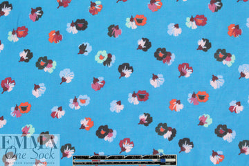 Rebecca Tayl0r 'painted flowers on sky' silk chiffon 1.25 yds