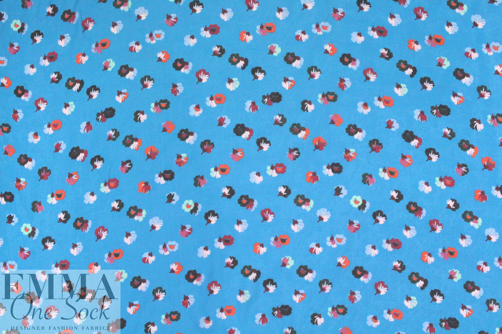 Rebecca Tayl0r 'painted flowers on sky' silk chiffon 1.875 yds
