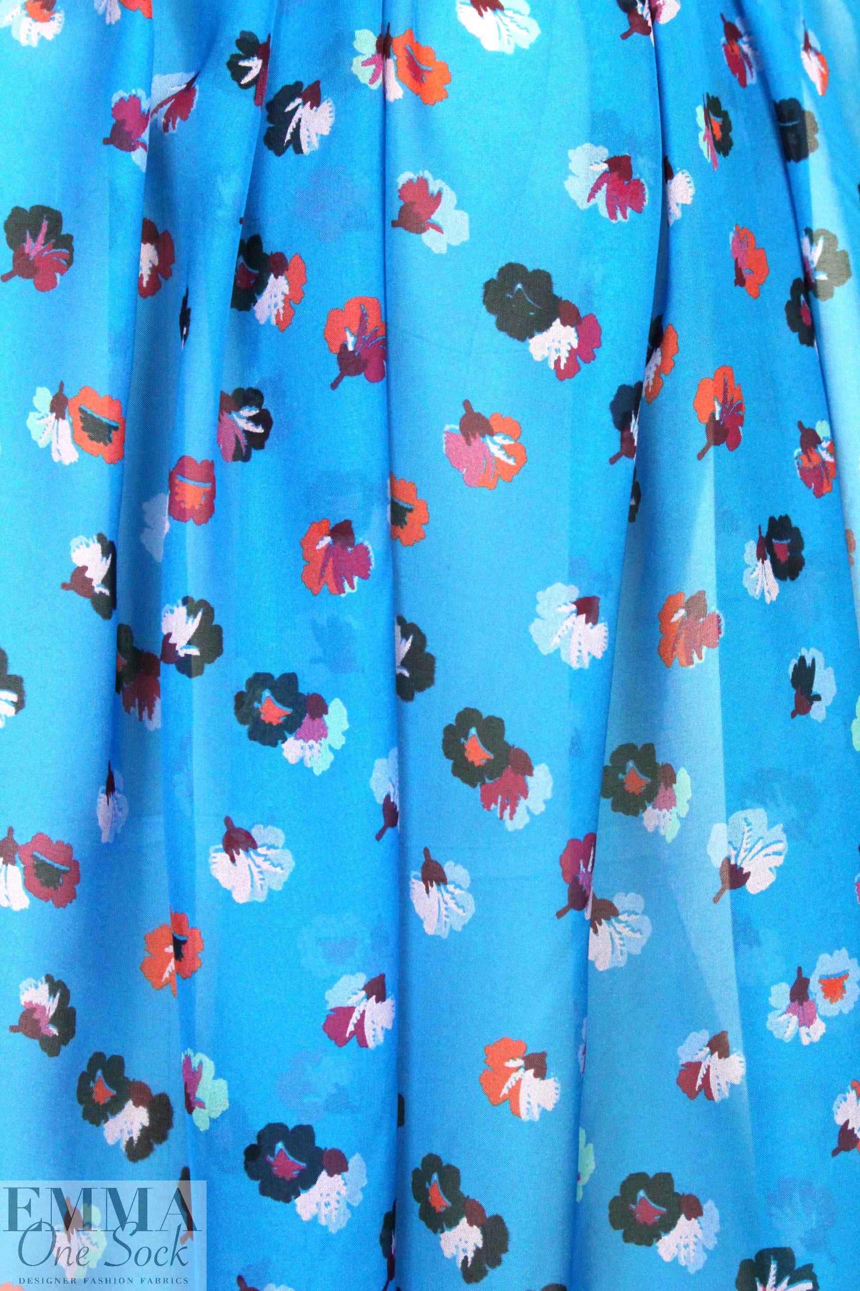 Rebecca Tayl0r 'painted flowers on sky' silk chiffon 1.25 yds