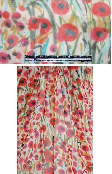 Mi11y poppy flowers print silk chiffon