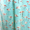 French deadstock 'flamingos on aqua' silk georgette