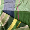 French printed stripe crinkle chiffon - green/limoncello 1.625 yds