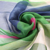 French printed stripe crinkle chiffon - green/limoncello 1.625 yds