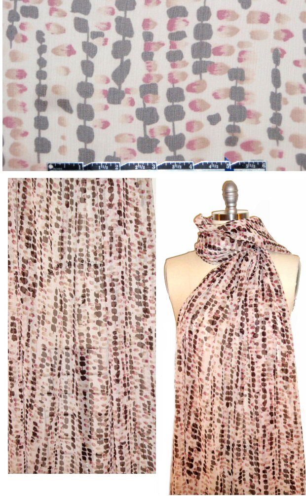 NY designer string of beads silk crinkle chiffon .875 yds